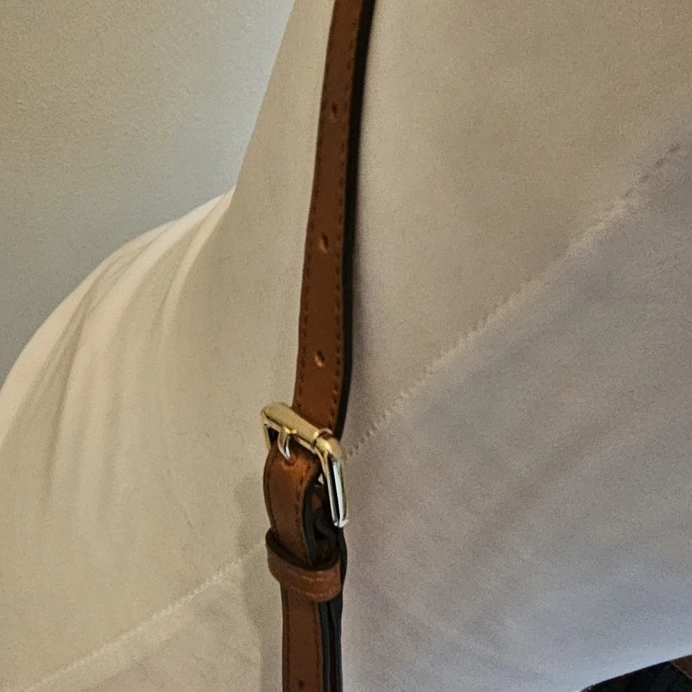 Michael Kors Kempton Forest Green Nylon & Brown Leather Crossbody Shoulder Bag